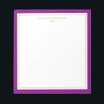 Bloc-note Elégant Purple Gold Personnalisé<br><div class="desc">Ce bloc-notes est doté d'une bordure violette épaisse et minimaliste et d'une fine bordure dorée. Personnalisez-le avec votre nom ou nom de société.</div>
