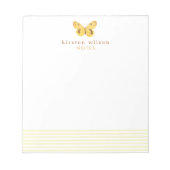 Bloc-note Elégant rayures jaunes et papillon - Personnalisé (Devant)