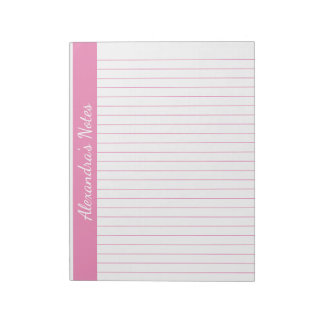 Bloc-note Élégant rose 8,5x11 Lettre Taille gauche Nom verti