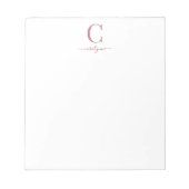 Bloc-note Élégant Rose Gold Monogramme Script Rose (Devant)