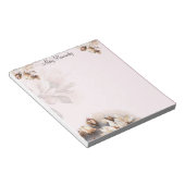 Bloc-note Élégant rose pâle floral personnalisé (Incliné)