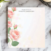Bloc-note Élégant rose Roses Floral Nom personnalisé