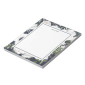 Bloc-note Elégant Roses blanches Verdure Marine Nom bleu (Tourné)