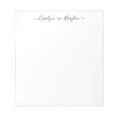 Bloc-note Élégant Script Coeur Couple Nom Mariage Nouveau ma (Devant)