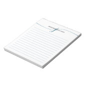 Bloc-note Élégant Script Marine Bleu Moderne Monogramme Line (Tourné)