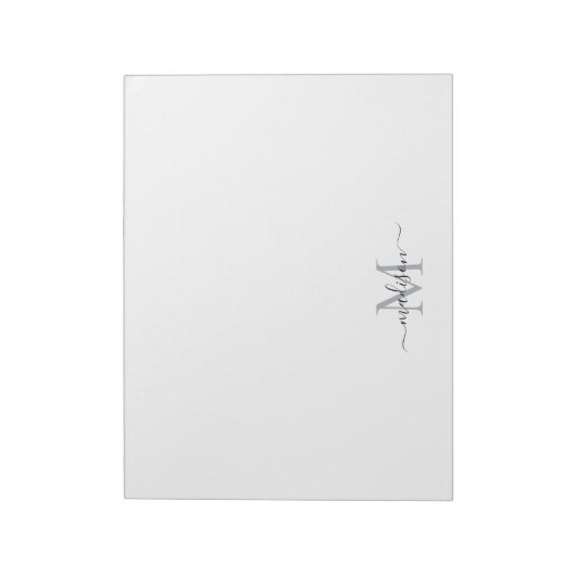 Bloc-note Élégant script moderne de fille Monogramme gris no (Tourné)