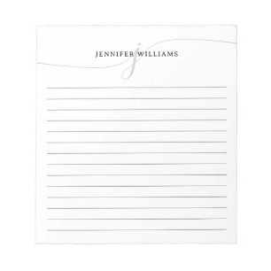 Bloc-note Élégant Script noir gris moderne Monogramme Linne