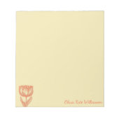 Bloc-note Élégant Script Personnalisé Fleurs Jaune Orange (Devant)