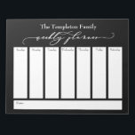 Bloc-note Élégant Script Simple Weekly Planner, Gras Noir<br><div class="desc">Ce planificateur hebdomadaire polyvalent a été configuré avec des éléments très basiques qui peuvent tous être édités... sauf pour l'en-tête. L'expression "planificateur hebdomadaire" a été rendue dans une magnifique police de caractères de script de luxe et a été placée, comme un graphique, en haut de la page. Utilisez les champs...</div>