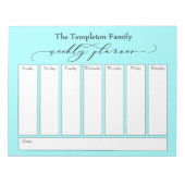 Bloc-note Élégant script Simple Weekly Planner, Light Aqua (Devant)