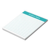Bloc-note Élégant Script Turquoise moderne Grande impression (Tourné)