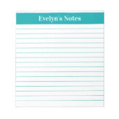 Bloc-note Élégant Script Turquoise moderne Grande impression (Devant)