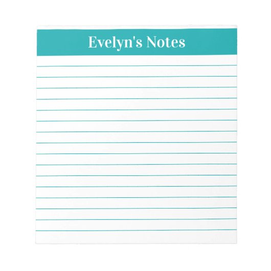 Bloc-note Élégant Script Turquoise moderne Grande impression (Devant)