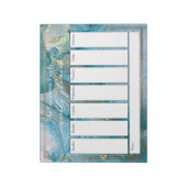 Bloc-note Élégant Script Weekly Planner Turquoise & Gold Art (Tourné)