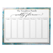 Bloc-note Élégant Script Weekly Planner Turquoise & Gold Art (Devant)