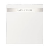 Bloc-note Élégant simple moderne FAUX Silver Striped (Devant)