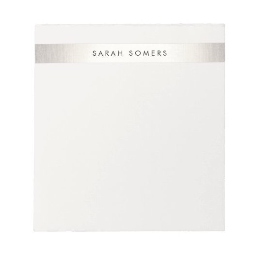 Bloc-note Élégant simple moderne FAUX Silver Striped (Devant)