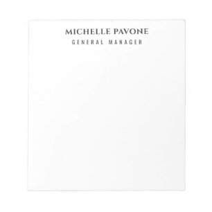 Bloc-note Élégant Simple Professionnel Noir & Blanc