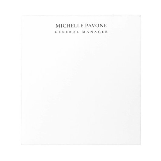 Bloc-note Élégant Simple Professionnel Noir & Blanc (Devant)