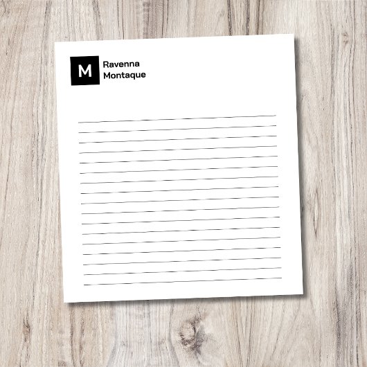 Bloc-note Élégant Simple Tendance Monogramme Ligné
