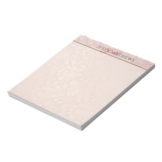 BLOC-NOTE ELEGANT SOFT BLUSH ROSE OR DAMASK|NOM & INITIAL (Tourné)