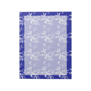 Bloc-note élégant, stylé et classique motif damassé blanc
