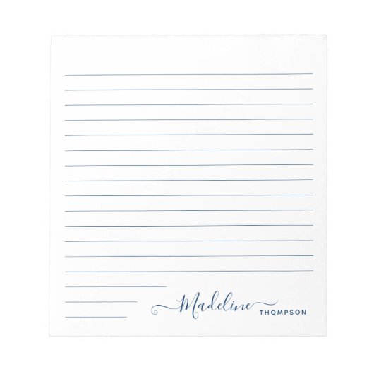 Bloc-note Élégant stylish moderne Script de fille Marine ble (Devant)