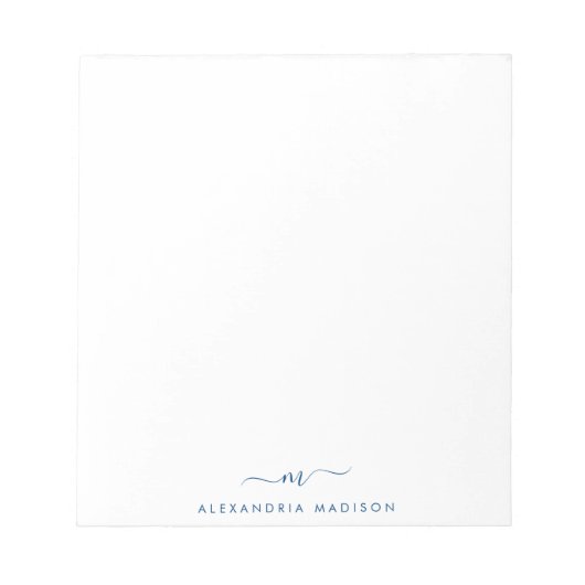 Bloc-note Élégant stylish Script Girly Navy Monogramme initi (Devant)