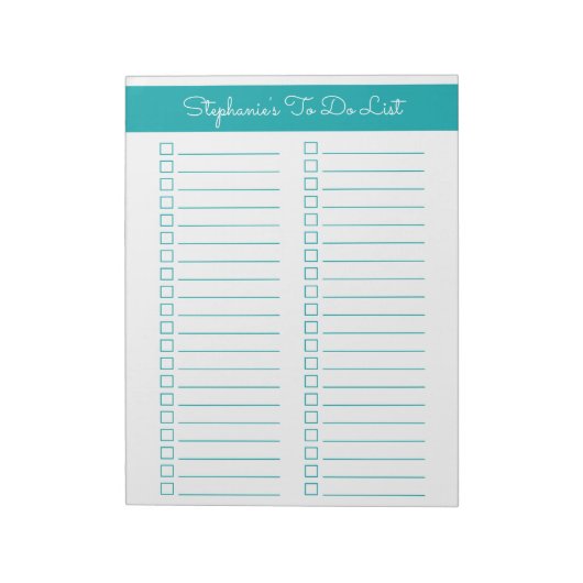 Bloc-note Elegant Teal 8.5x11 Two Column Checklist (Tourné)
