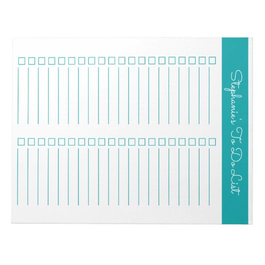 Bloc-note Elegant Teal 8.5x11 Two Column Checklist (Devant)