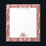 Bloc-note Elégant Toile Vintage Rouge Français<br><div class="desc">Une élégante motif de toile vintage décore ce bloc-notes. Personnalisez-les avec votre nom,  si joli pour Noël,  ou n'importe quelle occasion. Conçu pour vous par Blackberry Boulevard.</div>