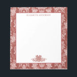 Bloc-note Elégant Toile Vintage Rouge Français<br><div class="desc">Une élégante motif de toile vintage décore ce bloc-notes. Personnalisez-les avec votre nom,  si joli pour Noël,  ou n'importe quelle occasion. Conçu pour vous par Blackberry Boulevard.</div>