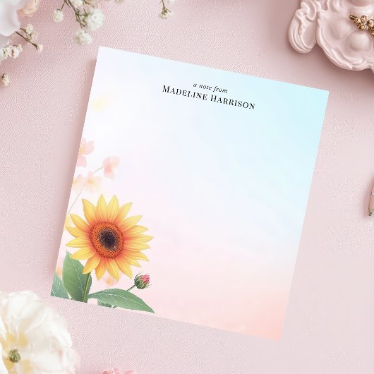 Bloc-note Élégant tournesol personnalisé