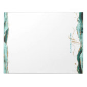 Bloc-note Élégant Turquoise Agate Script Monogramme Initiale (Devant)