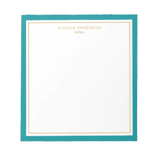 Bloc-note Elégant Turquoise Gold Personnalisé