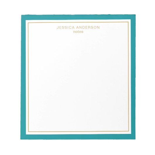 Bloc-note Elégant Turquoise Gold Personnalisé (Devant)