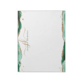 Bloc-note Élégant vert Agate Script Monogramme Initiales (Tourné)
