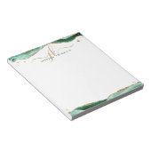 Bloc-note Élégant vert Agate Script Monogramme Initiales (Incliné)