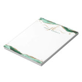 Bloc-note Élégant vert Agate Script Monogramme Initiales (Tourné)