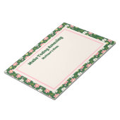 Bloc-note Élégant vert moderne rose floral (Incliné)