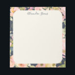 Bloc-note Elégant Vintage Navy Floral Nom personnalisé<br><div class="desc">Un élégant bloc-notes personnalisé avec un motif floral boho vintage élégant en bleu marine.</div>