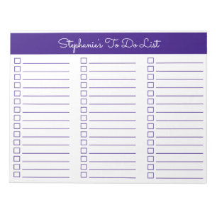 Bloc-note Élégant Violet Royal 8.5x11 Liste de Contrôle à Tr