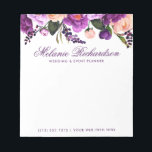 Bloc-note Elégant violet Ultra Violet Aquarelle Florale<br><div class="desc">Elégant Purple Ultra Violet Aquarelle Florale Bloc-notes</div>