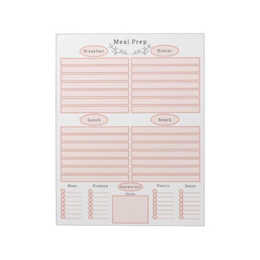 Bloc-note Elegant Weekly Meal Planner Shopping List Notepad (Tourné)