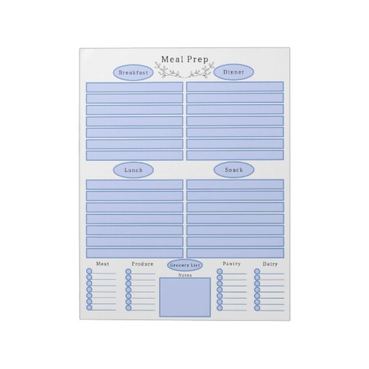 Bloc-note Elegant Weekly Meal Planner Shopping List Notepad (Tourné)