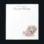 Bloc-note Elégant Weimaraner Chien Aquarelle | Ajouter Votre<br><div class="desc">Il s'agit d'une aquarelle d'un chien Weimaraner et d'un lis rose. Weimaraner est un gros chien qui était élevé pour la chasse. Elle a une belle robe argentée ou gris souris avec les yeux bleus. Ceci a été peint à la main sur Arches papier pressé chaud avec Daniel Smith aquarelle...</div>