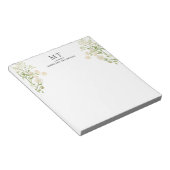 Bloc-note Elegant White Floral Wildflower Classic Monogram (Incliné)