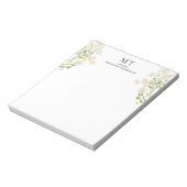 Bloc-note Elegant White Floral Wildflower Classic Monogram (Tourné)