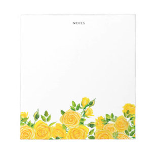 Bloc-note Elégante aquarelle été Fleurs jaunes