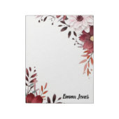 Bloc-note Elégante aquarelle florale personnalisée stationna (Tourné)